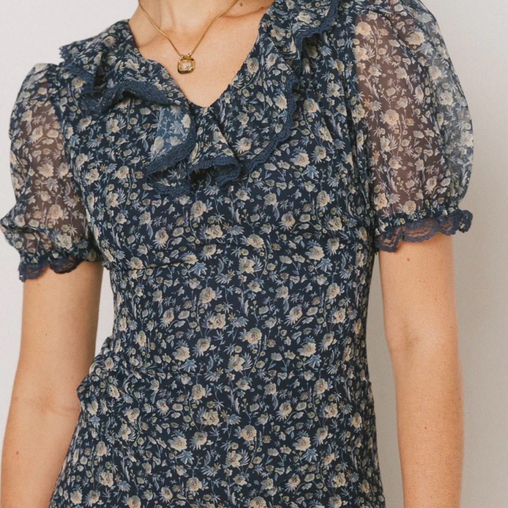 Bohme Blue Floral Midi Dress